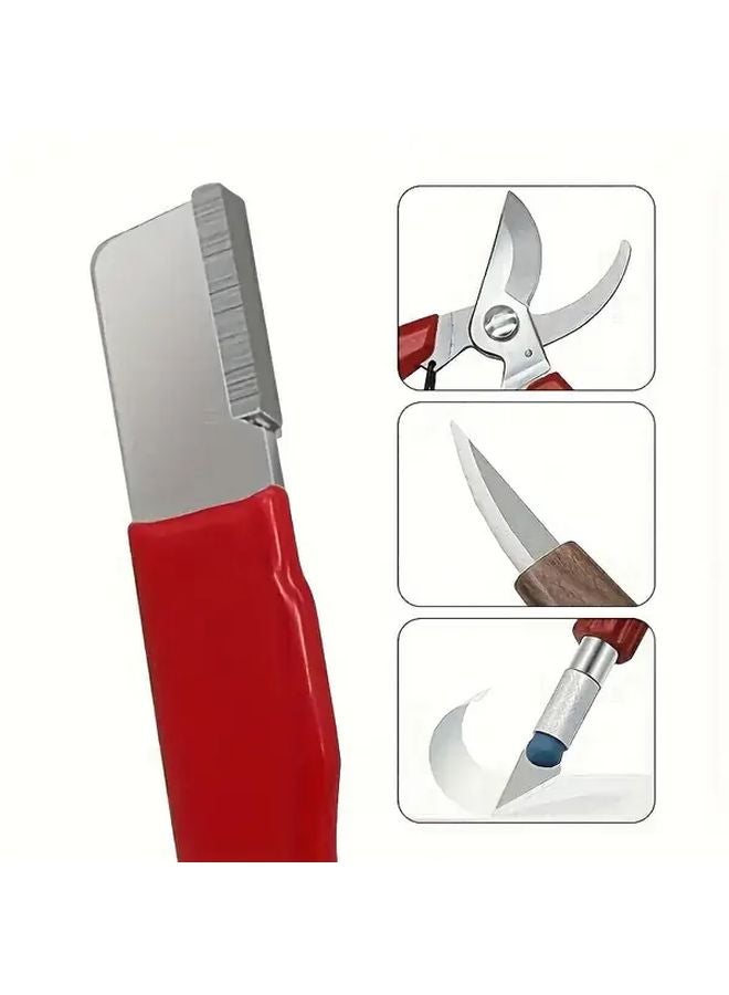 Red Professional Diamond Blade Sharpener with Tungsten Ceramic Stone for Kitchen Knives Scissors Garden Shears - Image 4